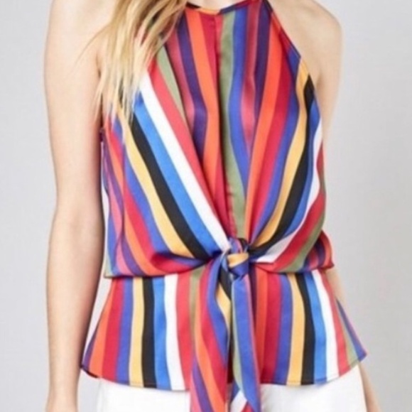 DO+BE Multicolored Waist-Tie Top – Size Small - Picture 3 of 9